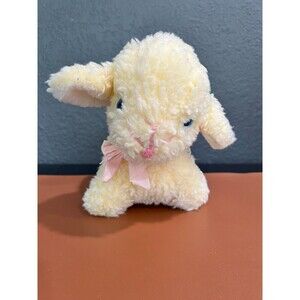 Vintage 8"  Cream baby Lamb Blue Eyes wind up musical plush